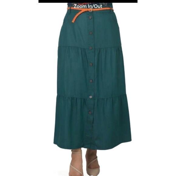 Standards And Practices Women's NWT Olive Green Maxi Skirt Size 14 Buttons - Picture 7 of 7